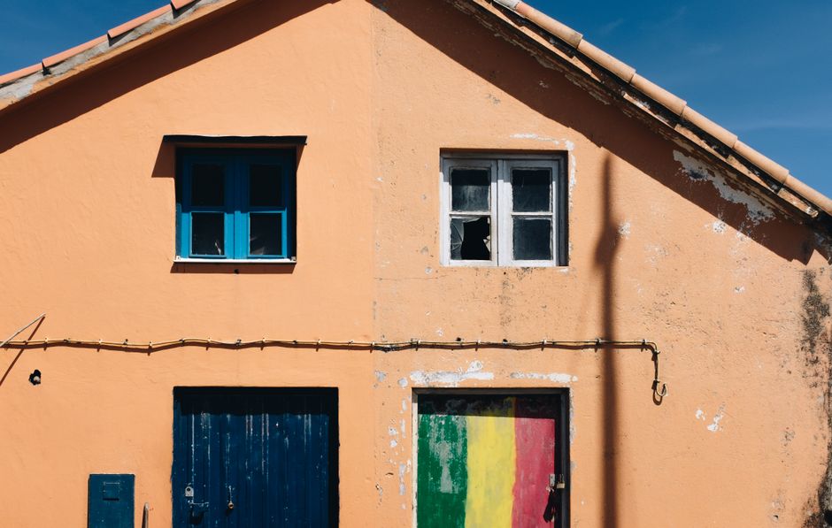 Close-up of a painted wall and window frame on a home
